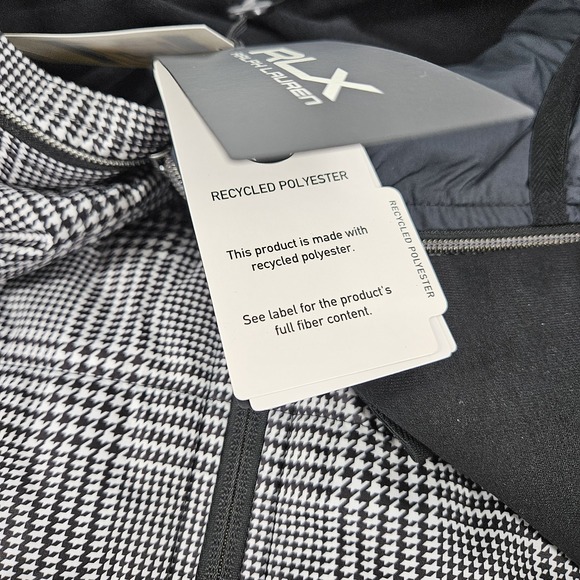 New Ralph Lauren Men's Black White Glen Plaid Hooded Golf Zip Jacket Size XL - Picture 10 of 11